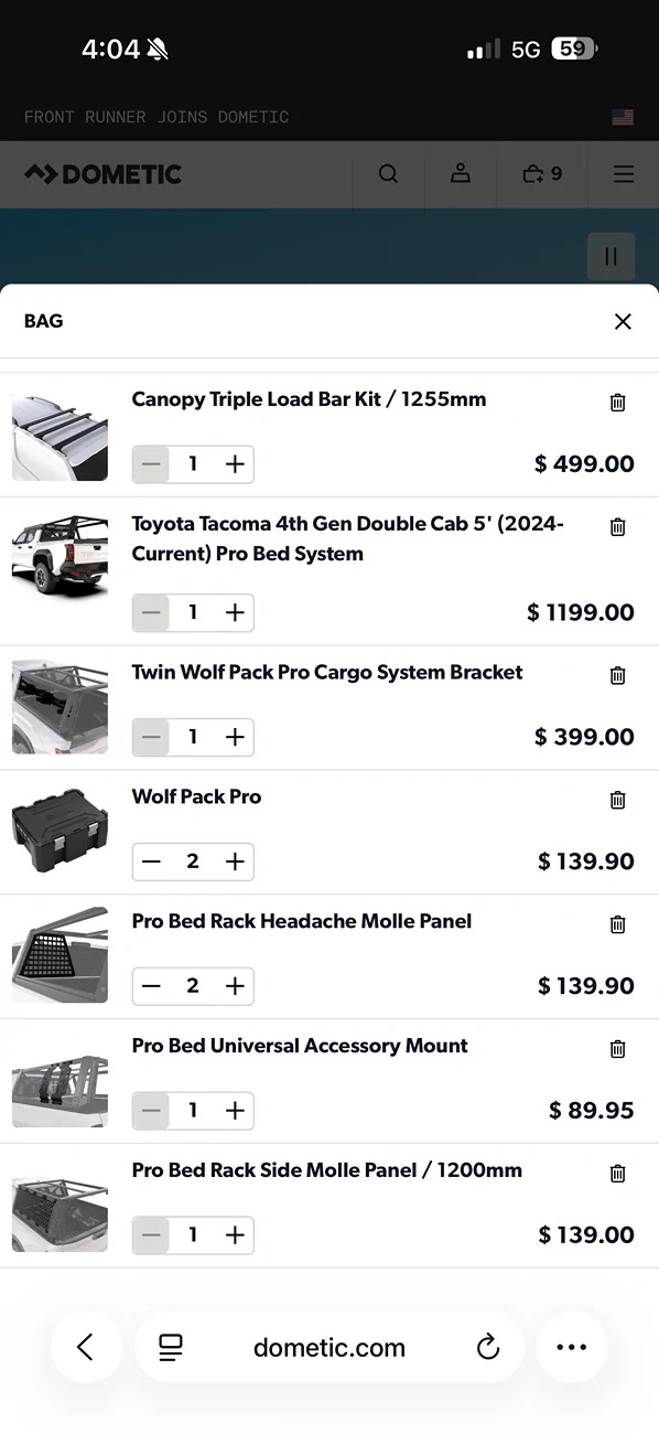 2024 Tacoma Front Runner Pro Bed Rack- for sale IMG_1685