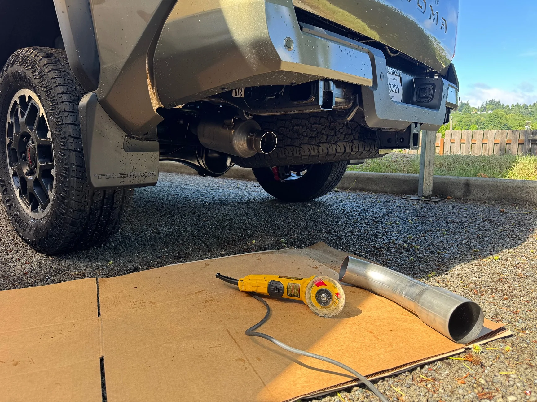 2024 Tacoma TRD off-road exhaust tip / turndown installed IMG_4435