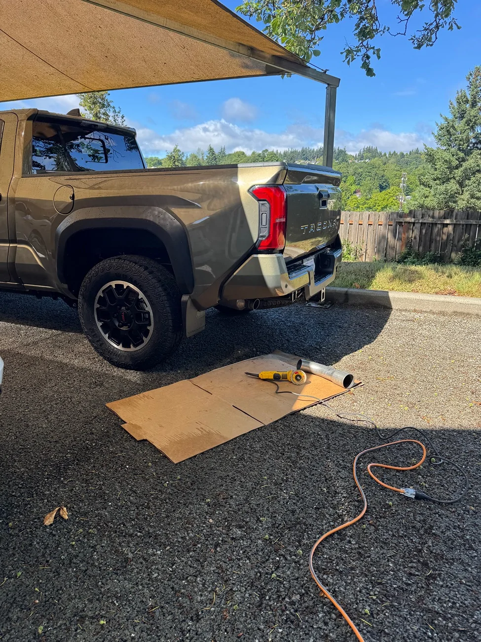2024 Tacoma TRD off-road exhaust tip / turndown installed IMG_4437