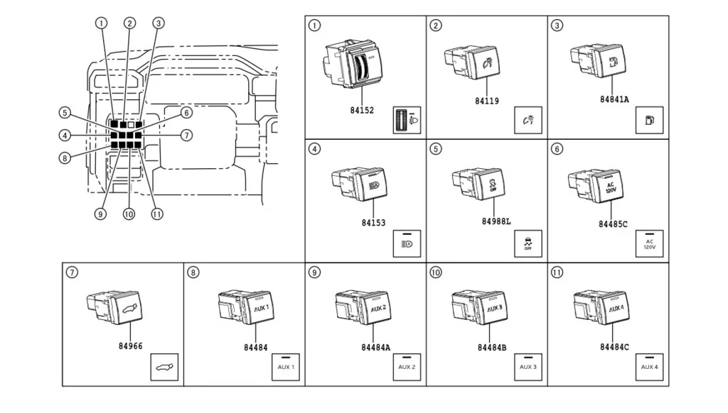 2024 Tacoma Factory do it yourself AUX switchs. 1781915510904-0r