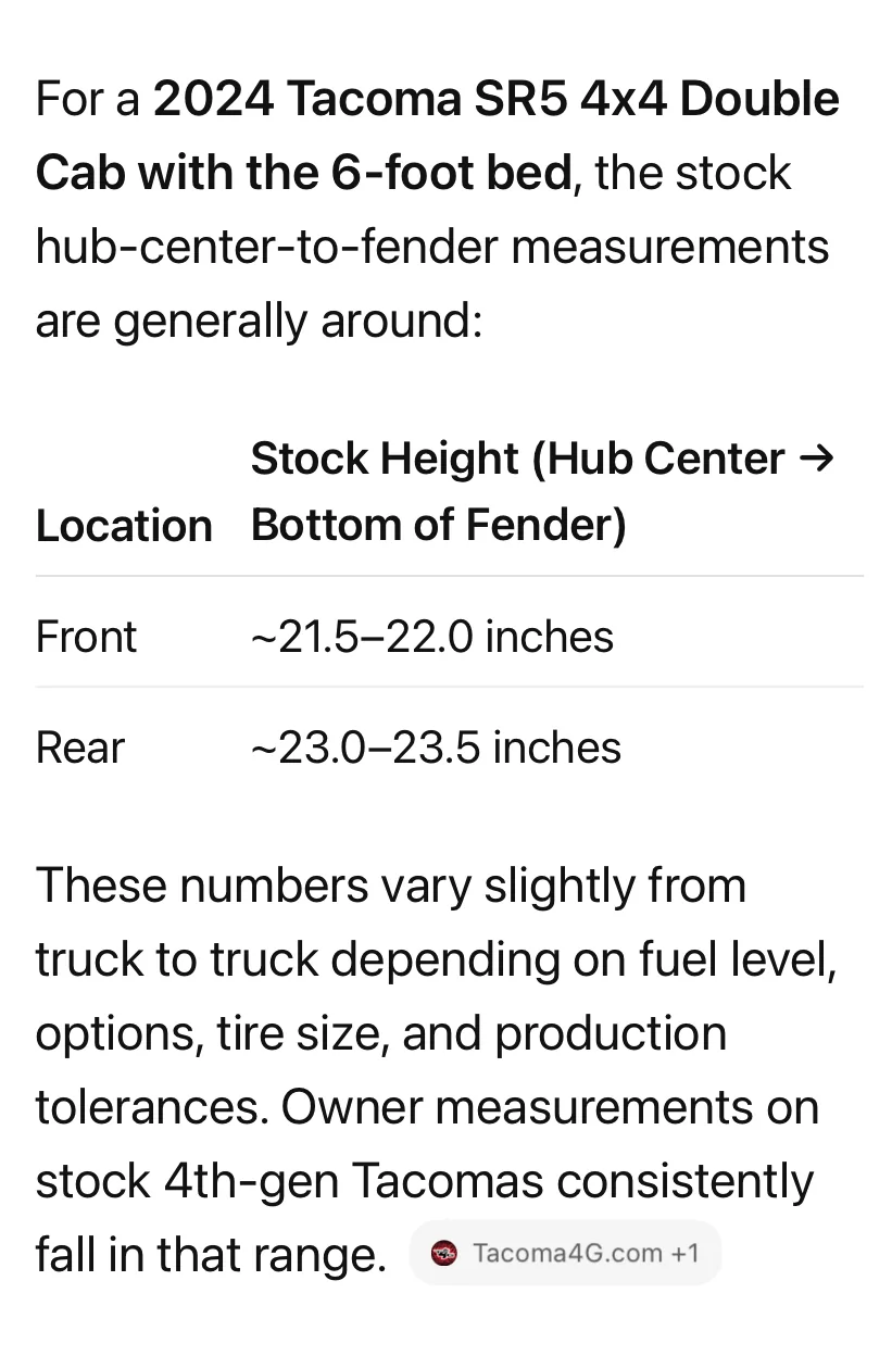 2024 Tacoma Stock SR5 measurements needed IMG_6788
