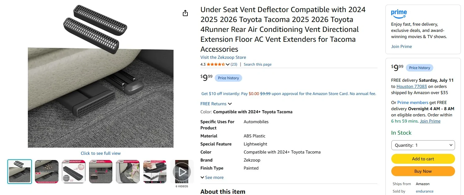 2024 Tacoma Under seat HVAC deflector ScreenHunter 187