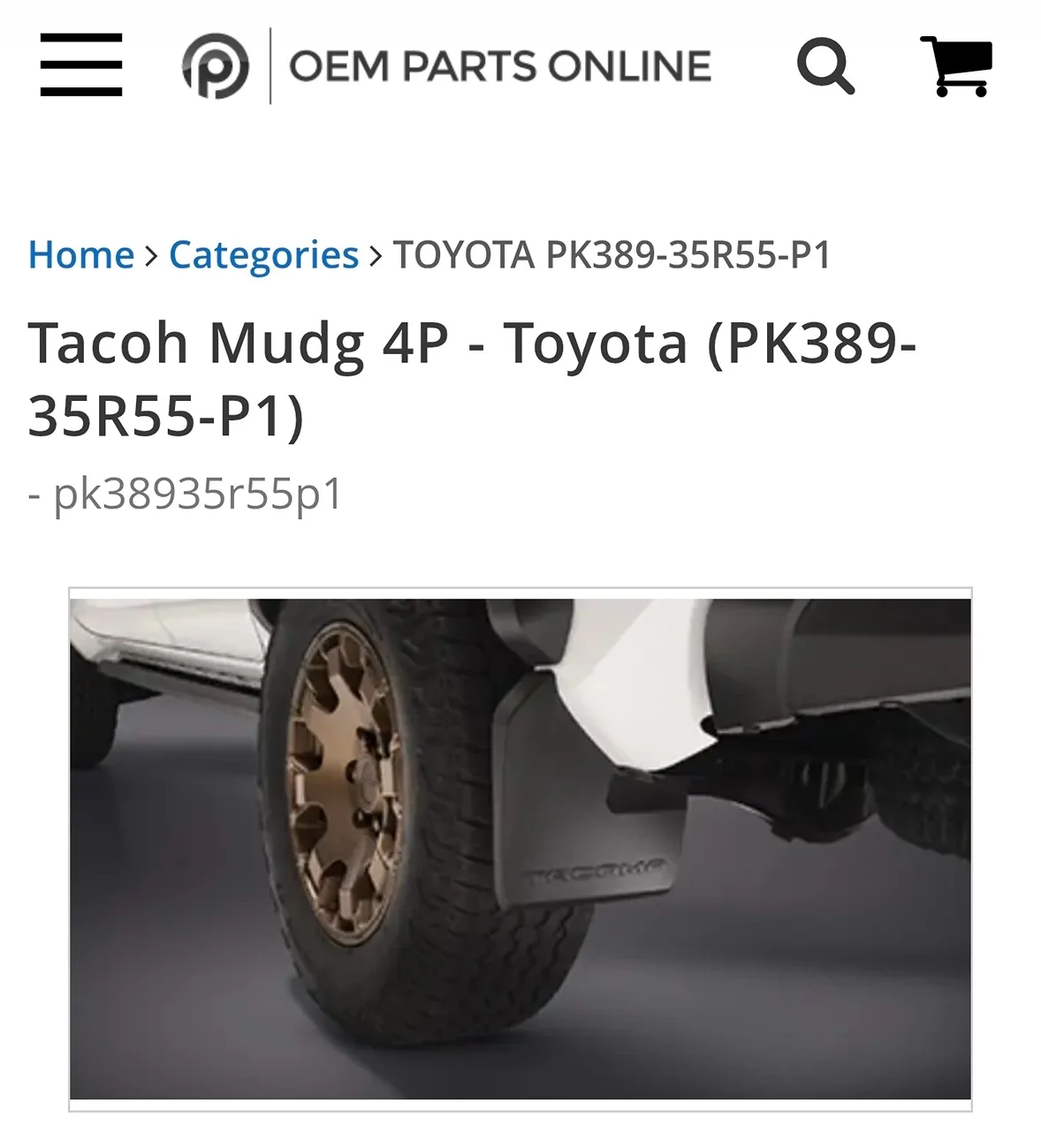 2024 Tacoma Trailhunter mudflaps on TRD Offroad 9257