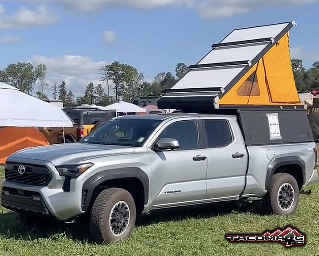 2024 Tacoma GFC Topper Camper on 2024 Tacoma TRD Off-Road Long Bed / Long Boi @ Overland Expo East GFC Topper Camper 2024 Toyota Tacoma Celestial Silver