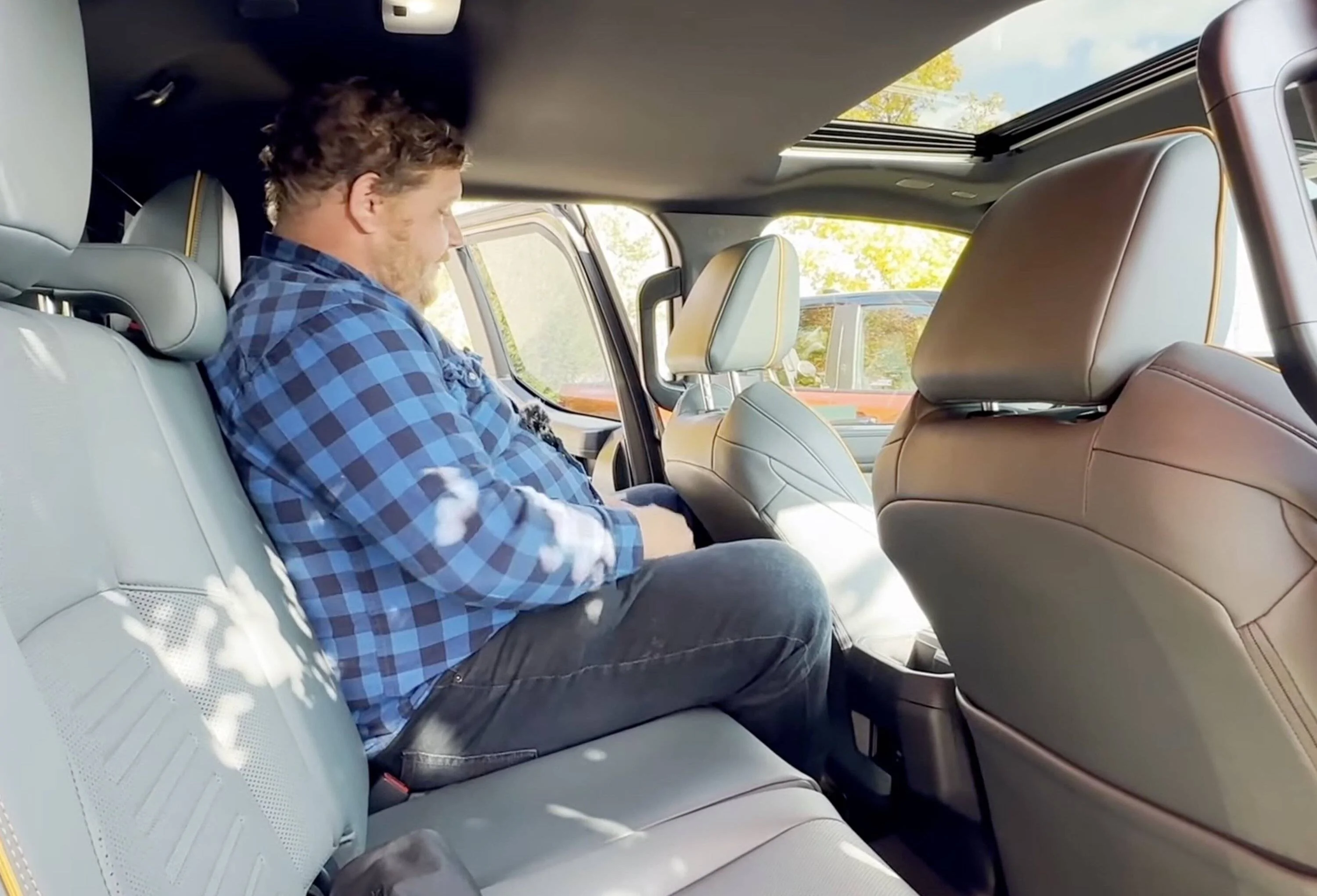 2024 Tacoma Rear Legroom & Headroom test by 6'2" 300lbs passenger in 2024 Tacoma TRD Pro and Trailhunter Screenshot 2023-10-20 at 11.34.05 AM