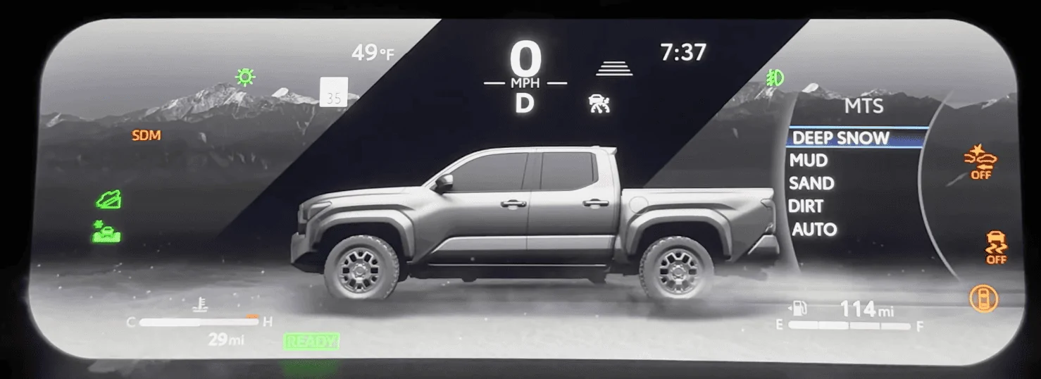 2024 Tacoma Nighttime exterior and interior lighting & displays video of 2024 Tacoma TRD Off-Road Screenshot 2023-11-02 at 4.46.58 PM