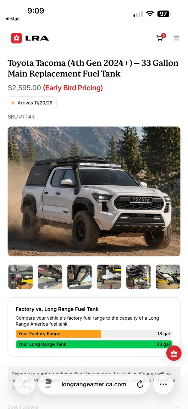 2024 Tacoma 4th Generation Long Haul Gas Tank Solutions IMG_2850