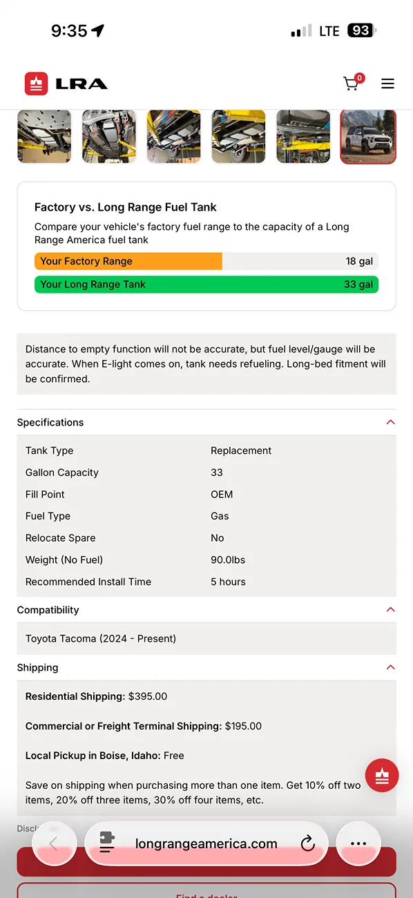 2024 Tacoma 4th Generation Long Haul Gas Tank Solutions IMG_2852