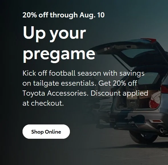 2024 Tacoma 20% Toyota Accessories Discount Through August 10th discount
