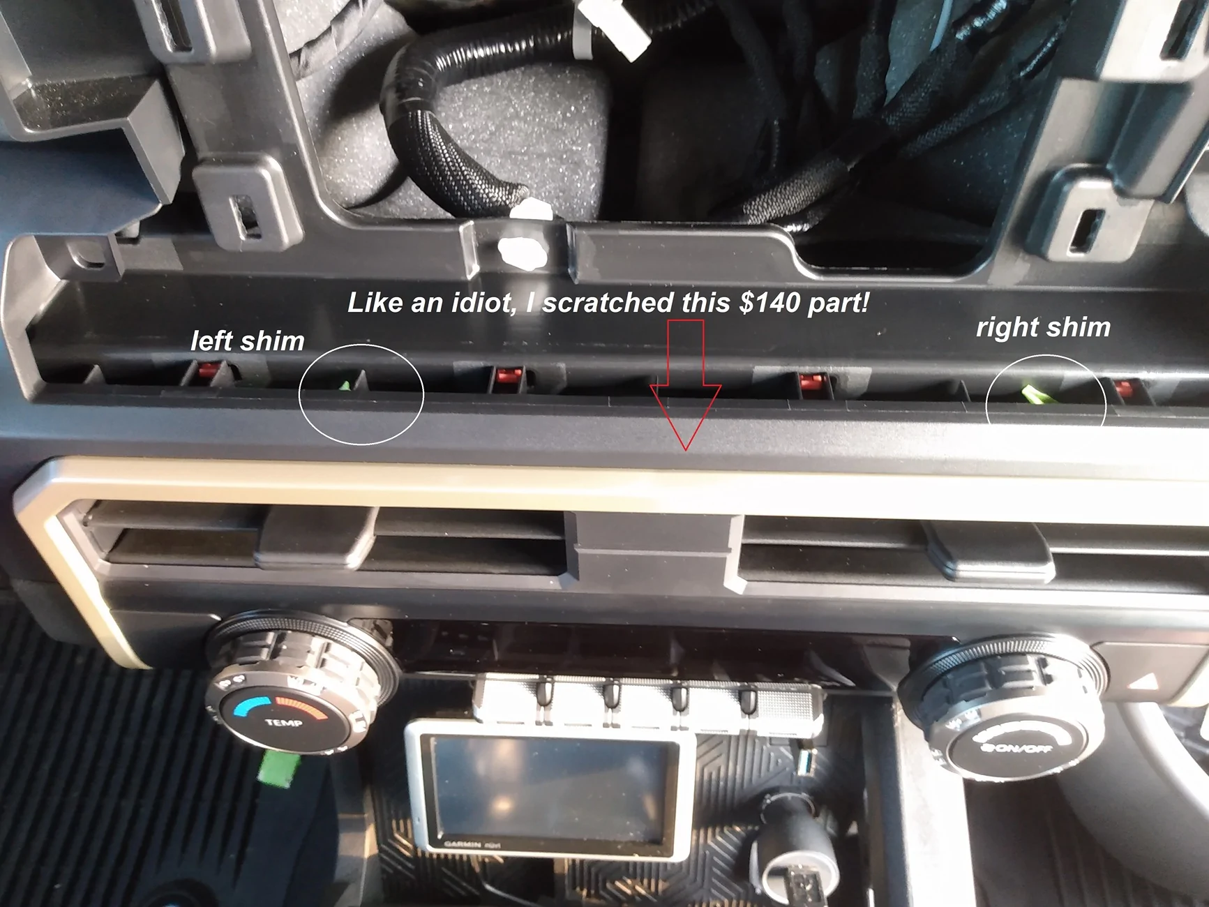 2024 Tacoma American ingenuity: I leveled my climate control panel using homemade shims. a_c panel assembly shim work (3)