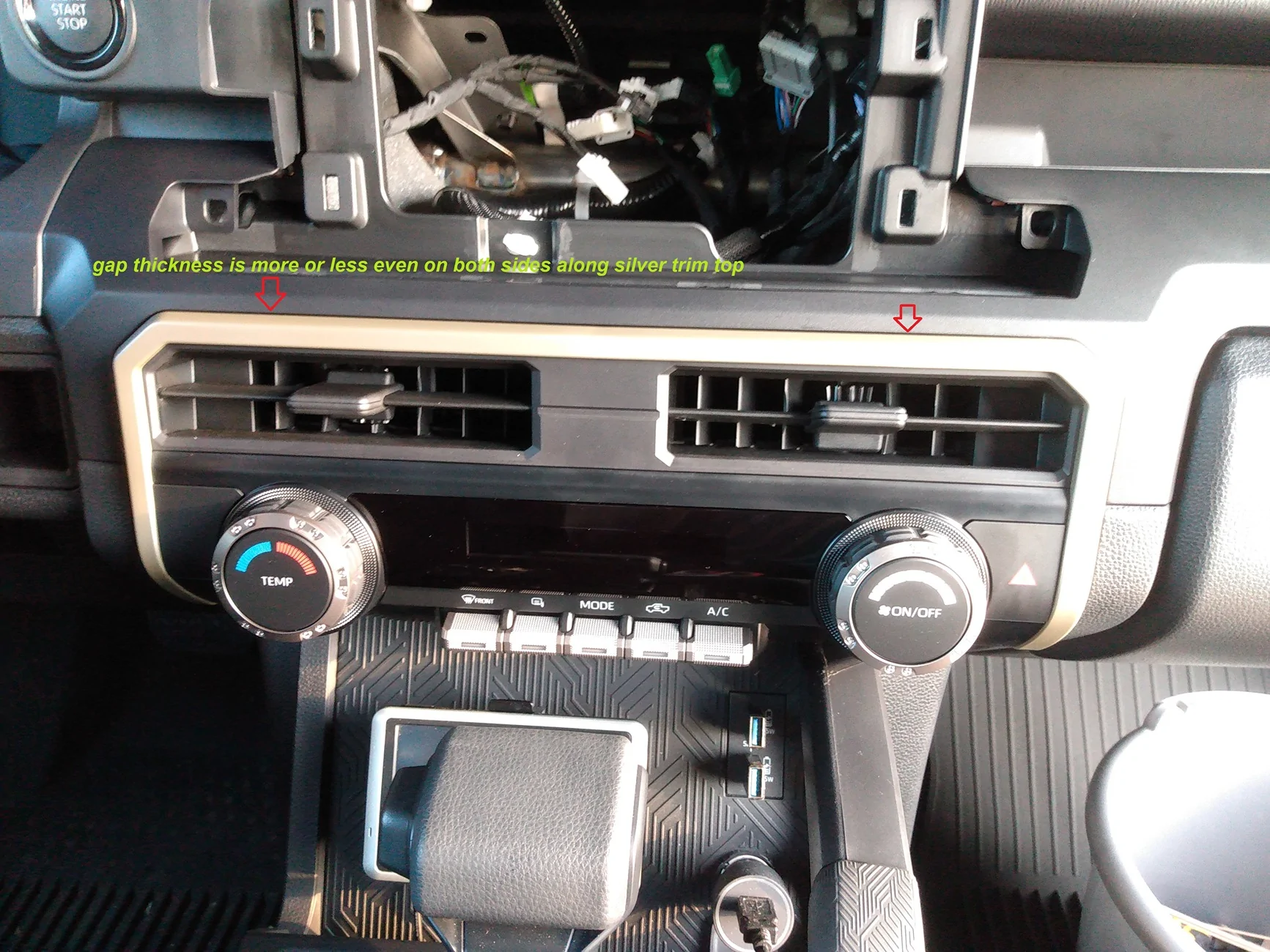 2024 Tacoma American ingenuity: I leveled my climate control panel using homemade shims. IMG_20260820_190432694