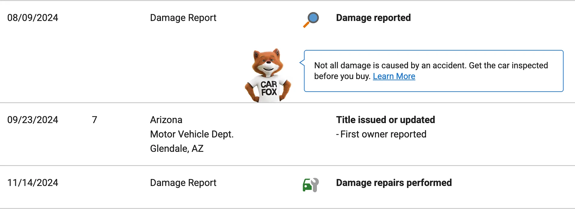 2024 Tacoma Carfax damage reported with no details Screenshot 2026-08-28 at 1.00.25 PM