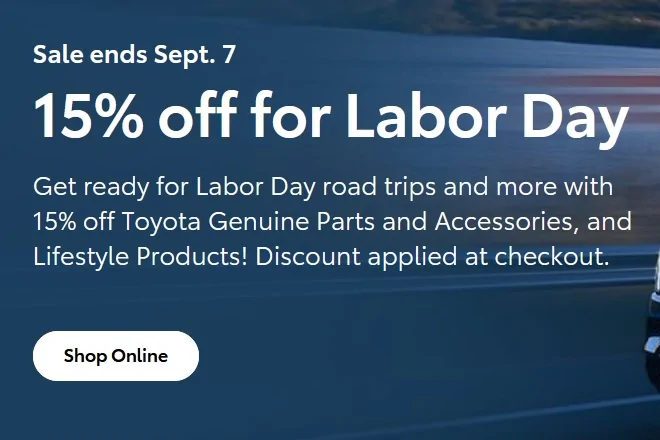 2024 Tacoma 15% off Labor Day Sale at Toyota toyota sal