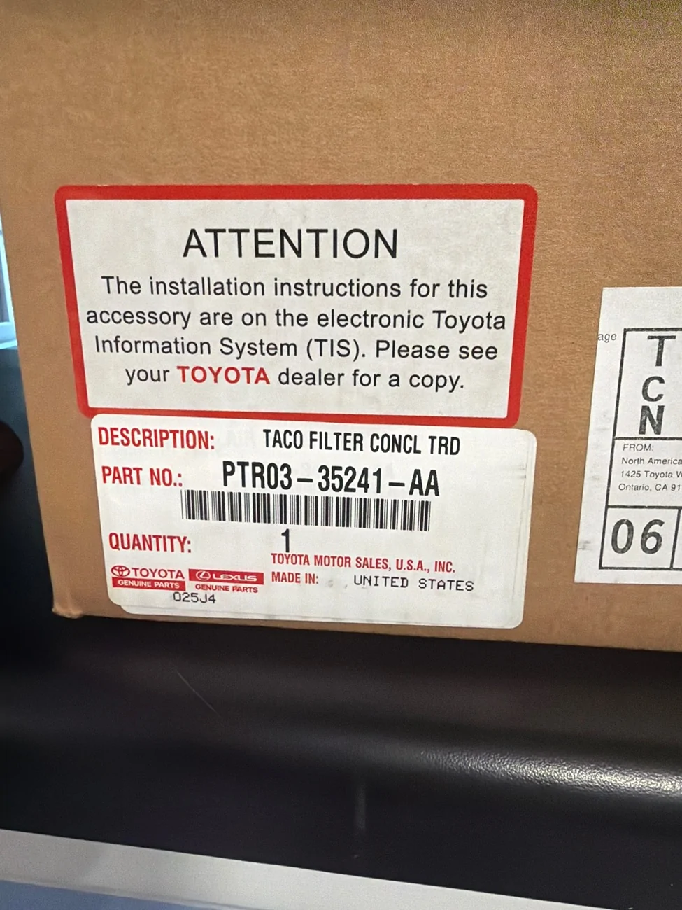 2024 Tacoma Trd Pro / Trailhunter engine airfilter imag