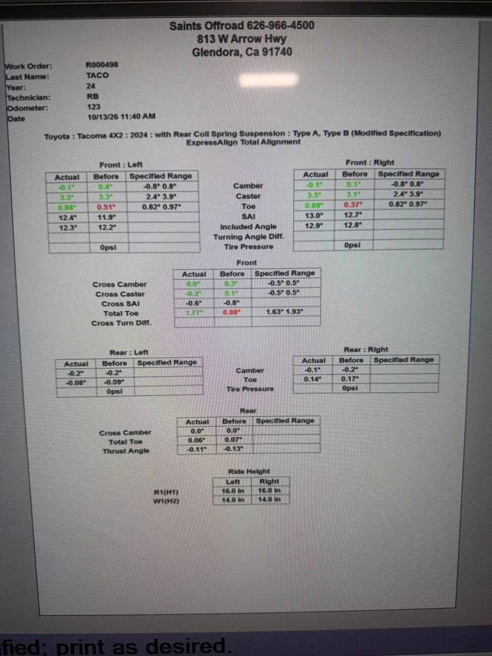 2024 Tacoma Alignment Frustration HELP PLEASE! Last offroad shop 1