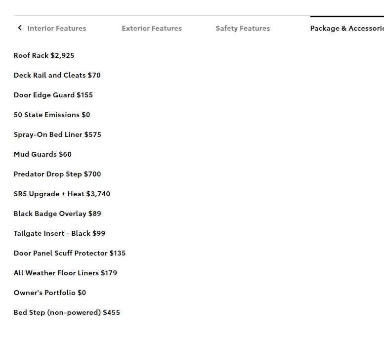 2024 Tacoma SOP (Production) Dates & Options/Packages/Pricing List for all 2024 Tacoma trims Screenshot 2023-12-01 113914