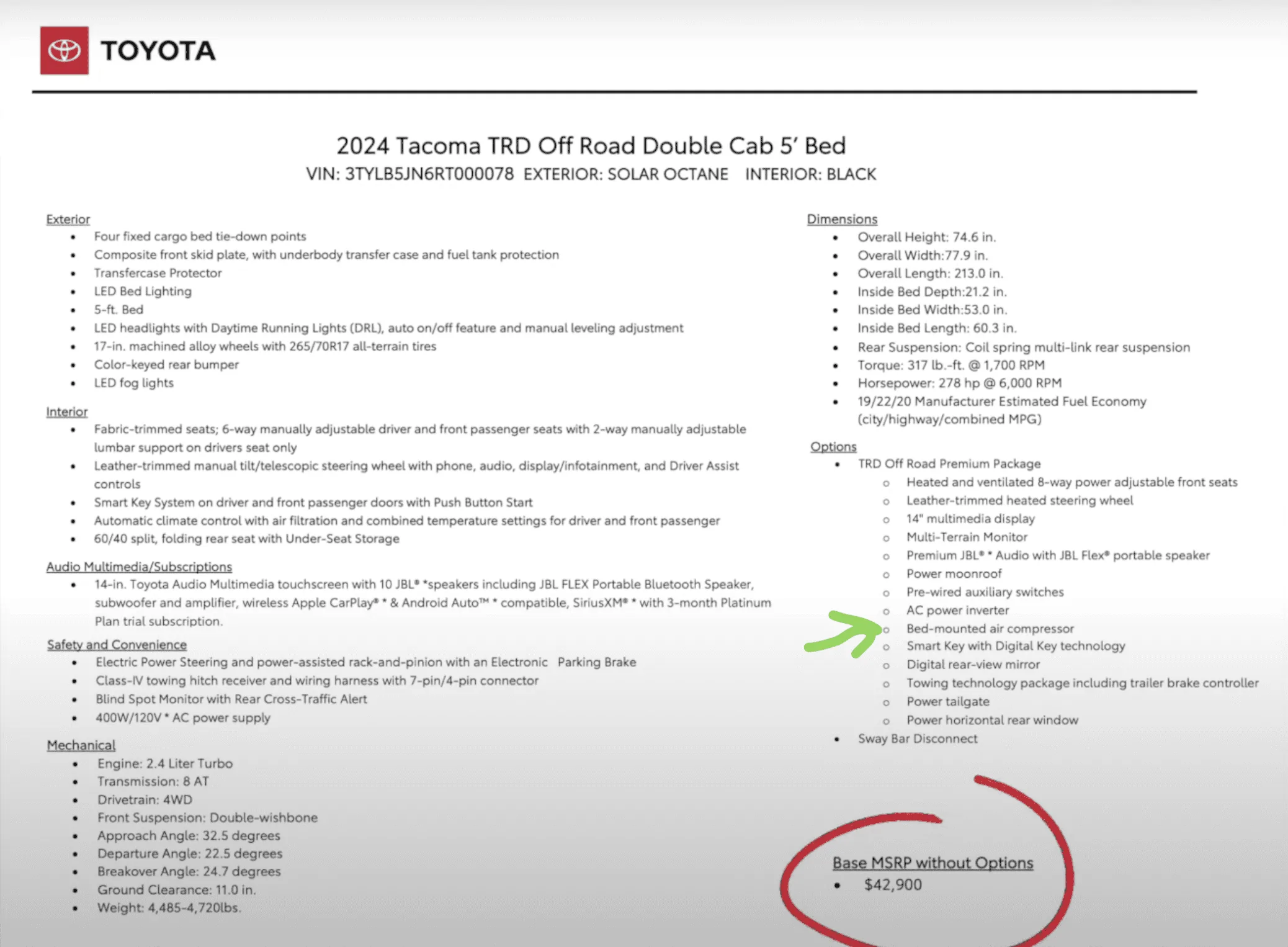 2024 Tacoma SOP (Production) Dates & Options/Packages/Pricing List for all 2024 Tacoma trims Screenshot 2023-12-01 at 2.43.33 PM