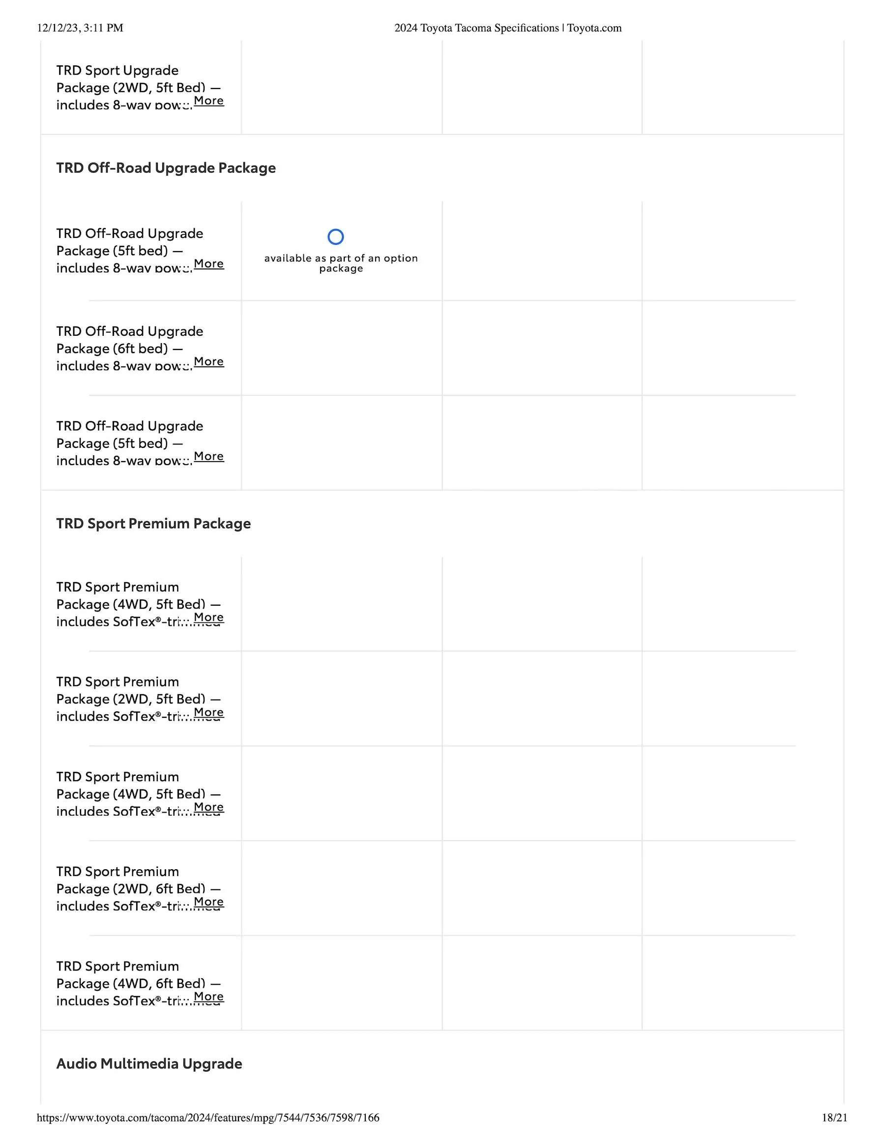 2024 Tacoma 2024 Tacoma Trailhunter & TRD PRO Specifications, Standard/Optional Features Released [Partial] 2024-Tacoma-Trailhunter-TRD-PRO-Specifications-Sheet18