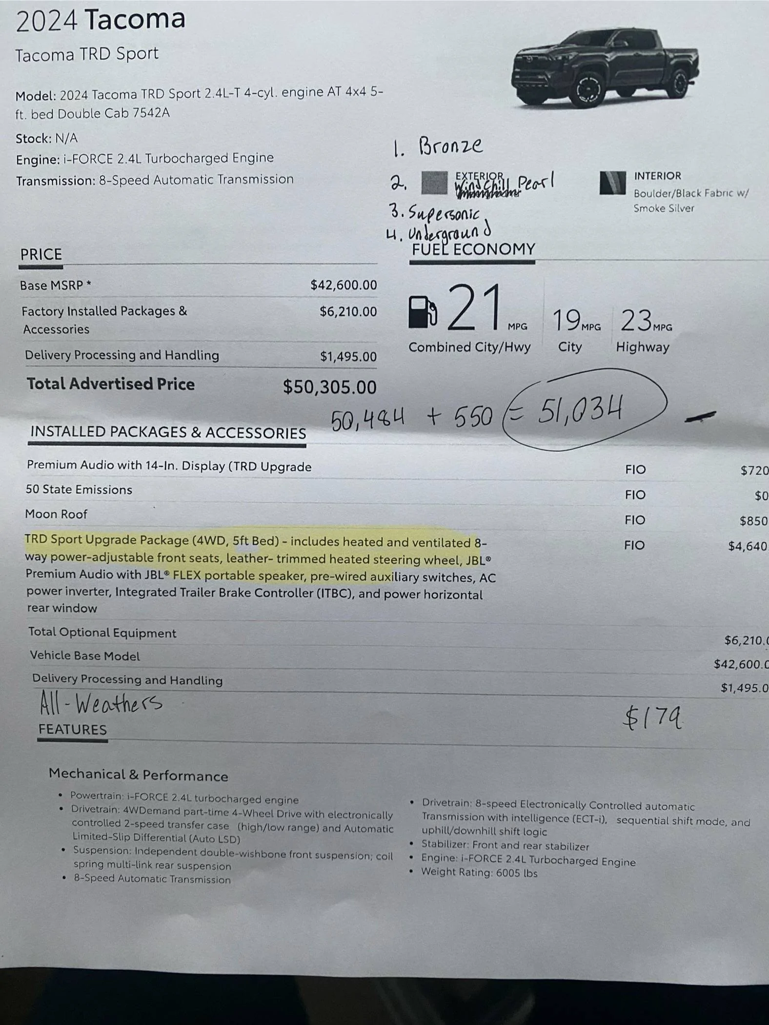 2024 Tacoma TRD Sport Upgrade Package seems to have dropped heated seats IMG_3645