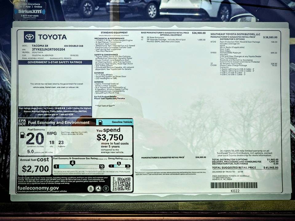 2024 Tacoma First manual transmission 2024 Tacoma at dealer! SR trim photos w/ driving & shifting video manual transmission interior 2024 Tacoma SR Celestial silver interior exterior 1