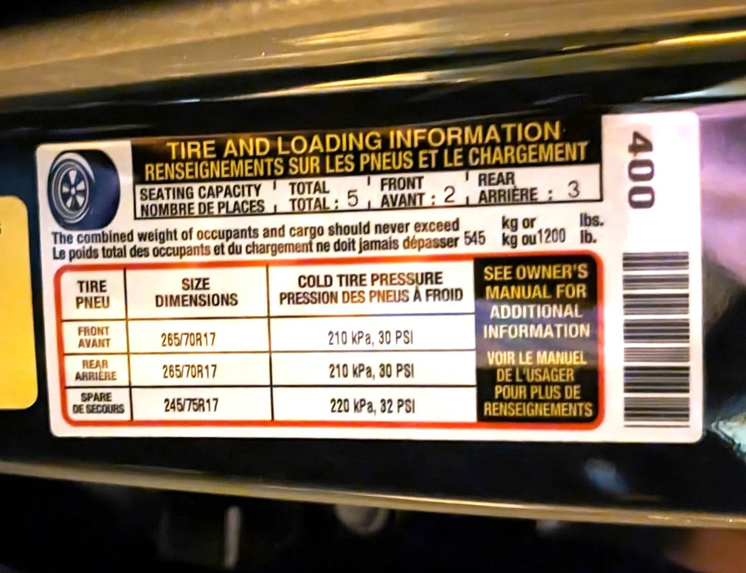 2024 Tacoma Door Sticker Thread (GVWR / Payload / Tire and Loading Figures Label). Post Yours Up 2024 tacoma door sticker jam label max payload gvwr