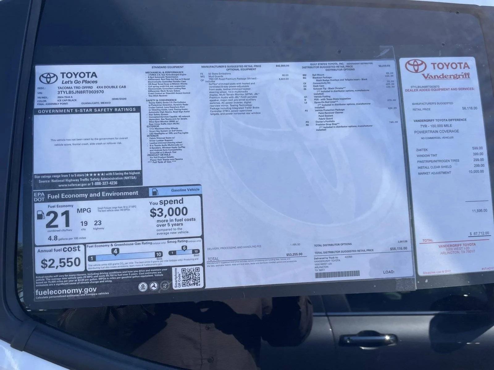 2024 Tacoma List of Dealerships for 2024 Tacoma @ MSRP / ADM, Deposit Amount, Extras 2024-tacoma-offroad-ice-cap-markup-1