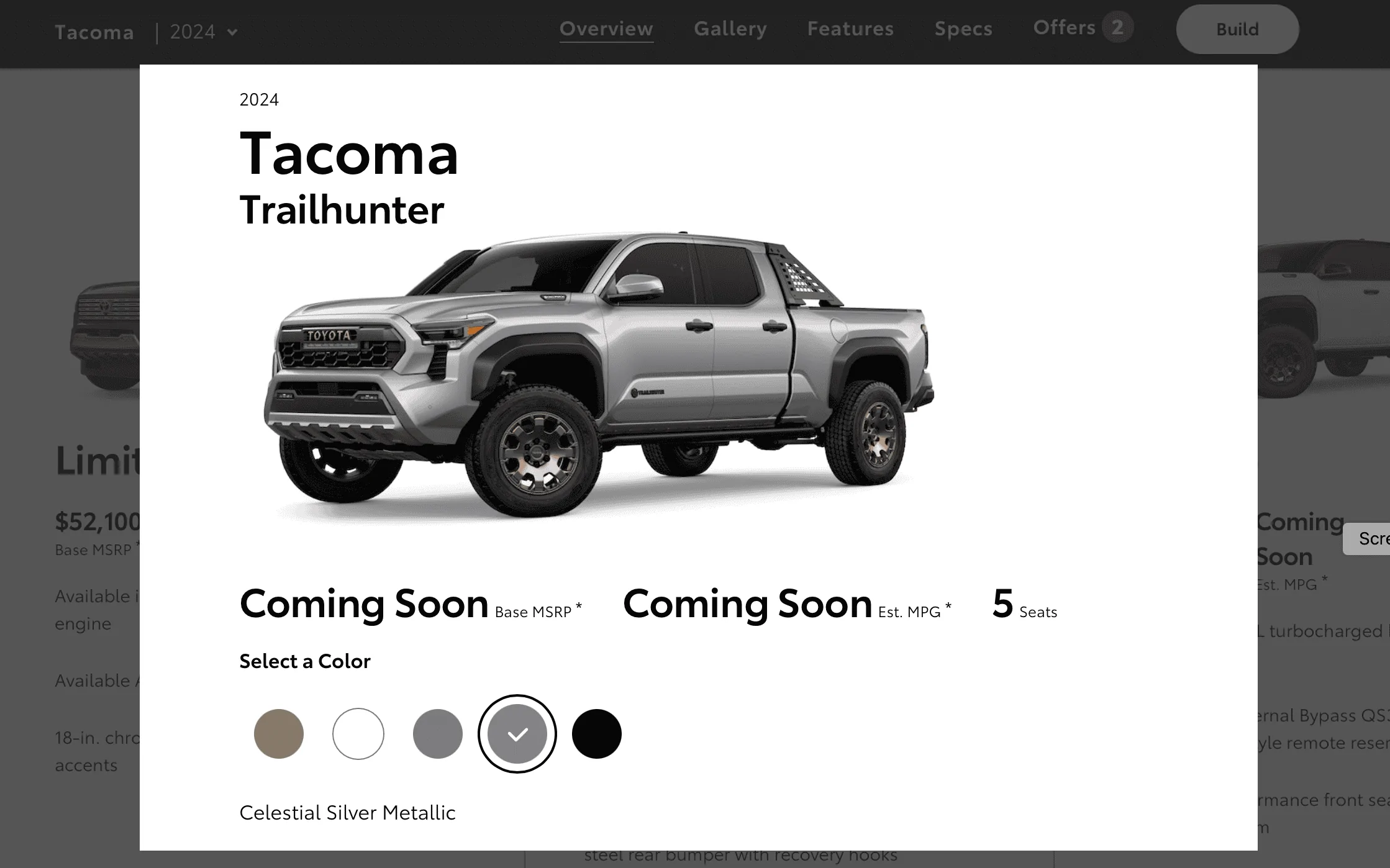 2024 Tacoma 2024 Tacoma TRD Pro & Trailhunter Color Options Appear on Toyota.com Screenshot 2024-02-22 at 5.26.20 PM