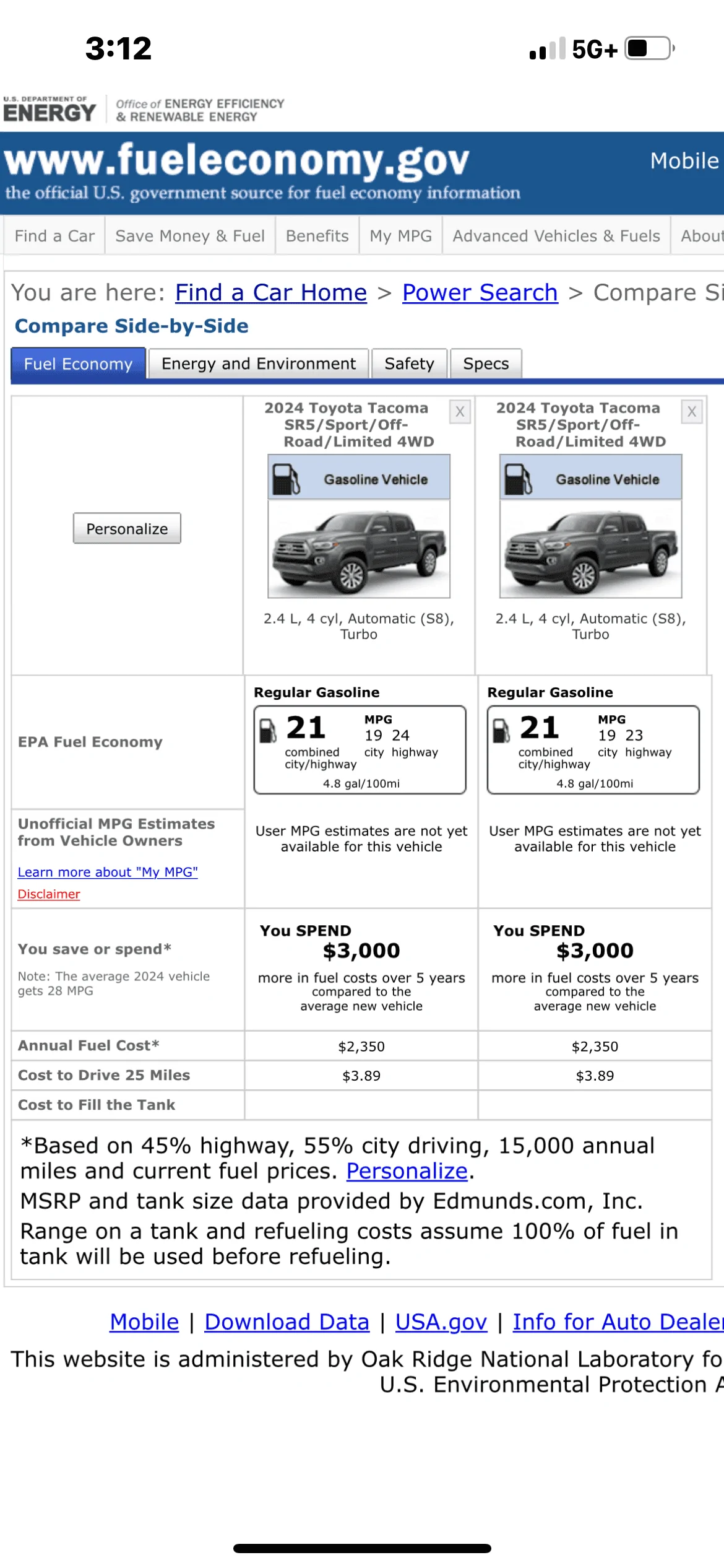 2024 Tacoma 2024 Tacoma EPA certified MPG numbers finally posted IMG_5490