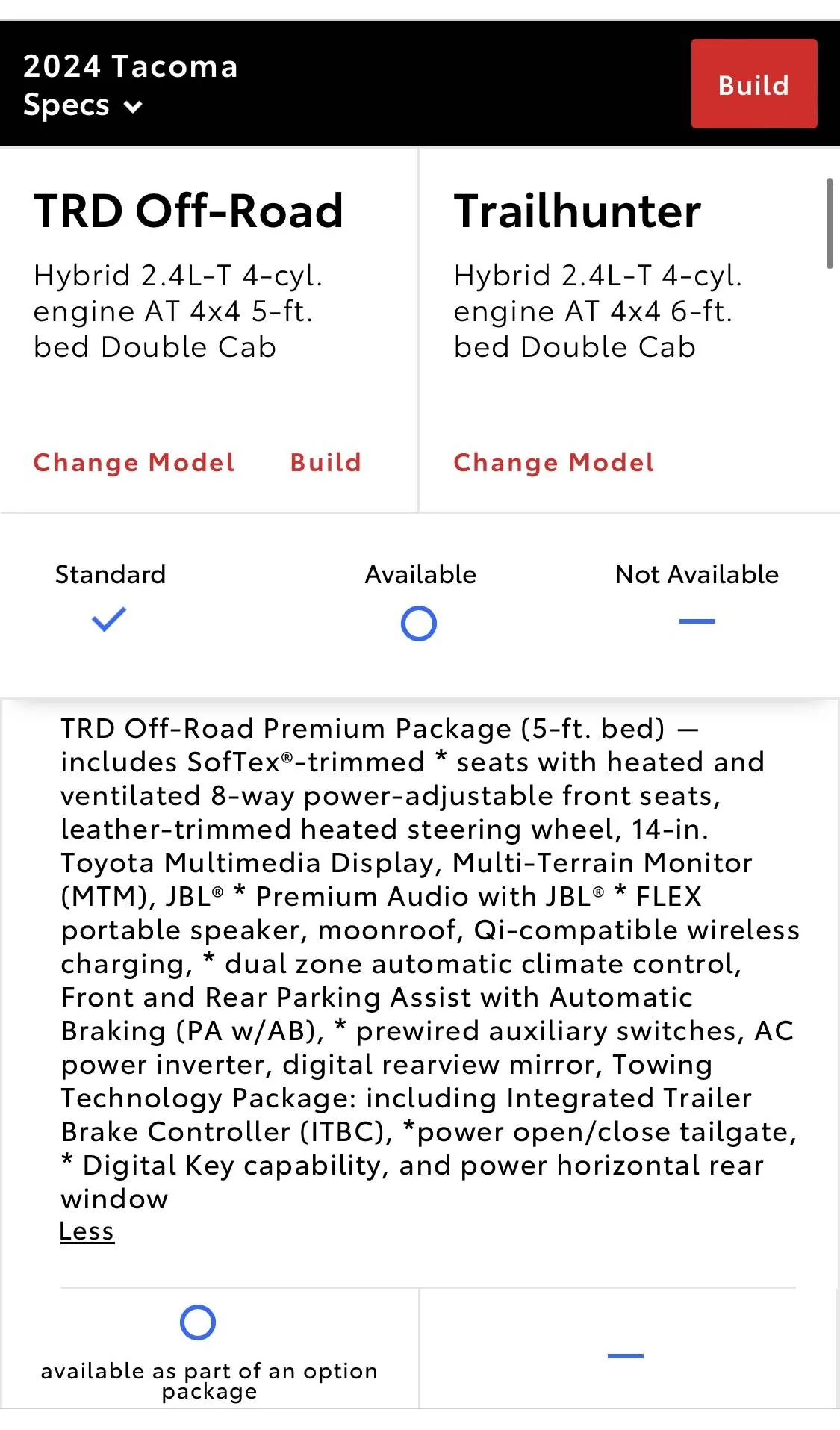 2024 Tacoma TRD OFF ROAD Hybrid limited to 5” bed and no TRD Upgrade package? IMG_0345