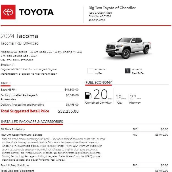 2024 Tacoma Tacoma VIN Allocation Tracking / Delivery Timeline / Quality Inspection (QC) Hold Status Captur