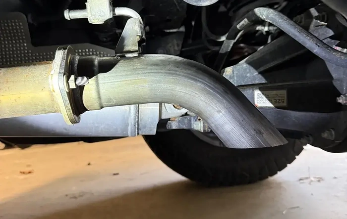 TRD off-road exhaust tip / turndown installed