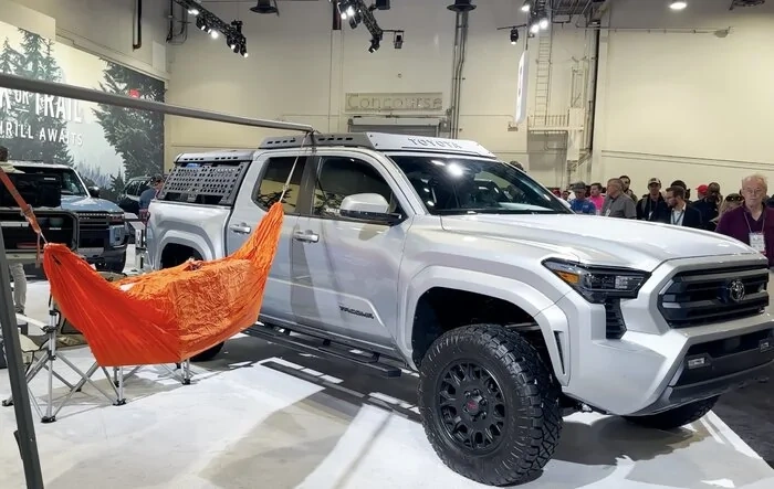 Lifted Celestial Silver 2024 Tacoma SR5 on TRD Lift Kit + Parts / Accessories @ SEMA