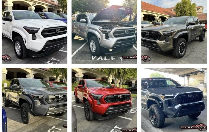 All 2024 Tacoma trims (SR, SR5, Limited, PreRunner, Limited, Trailhunter, TRD Sport/Offroad/Pro) in many colors @ media drive