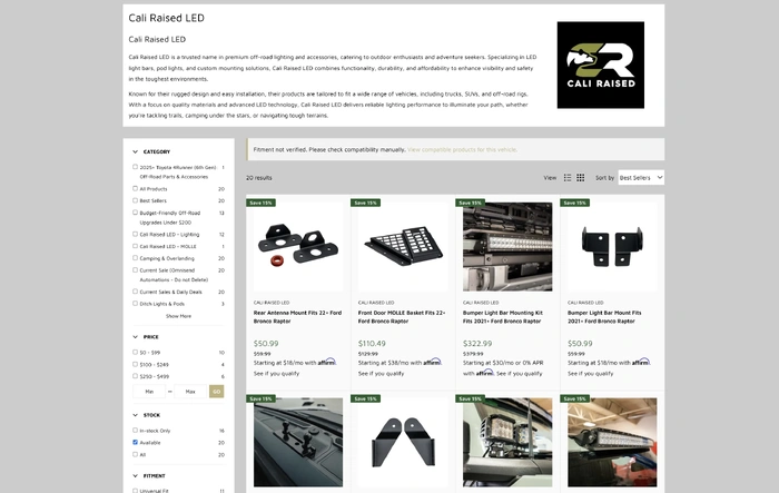 15% Off All Cali Raised LED Products @ OffRoadUSA.com