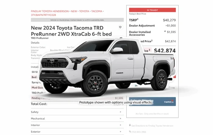 First TRD PreRunner (XtraCab) Allocation in Transit