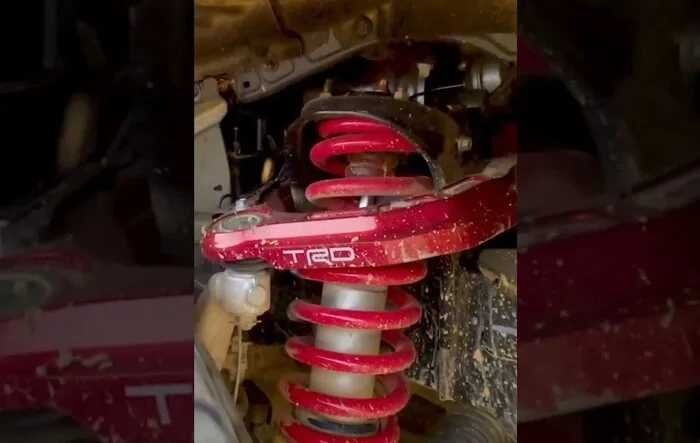 Close-up look at 2024 Tacoma TRD Pro FOX Suspension at work